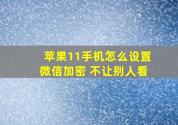 苹果11手机怎么设置微信加密 不让别人看